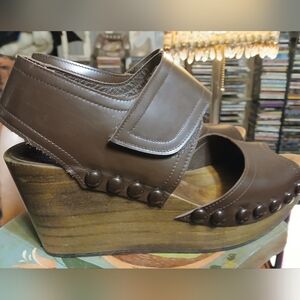 Pedro‎ GARCIA SZ.35/4.5(US) Brown LEATHER Wedge Sandals